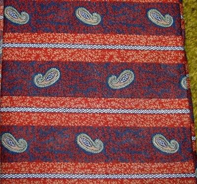 NAVY RED WHITE Paisley & Stripe Fabric 60" wide units - $1.75