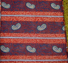 NAVY RED WHITE Paisley &amp; Stripe Fabric 60&quot; wide units - £1.42 GBP