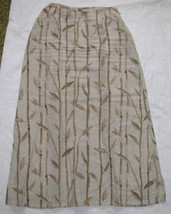 Tan Bamboo On Ecru Linen Skirt Size M Liz Claiborne - £14.24 GBP
