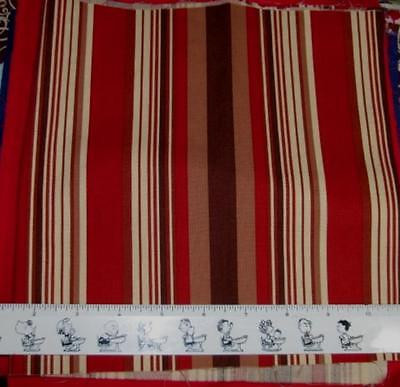 SIENNA CREAM BOWN &amp; TAN STRIPE Cotton Quilt Fabric Remnant 38&quot; wide - $1.99
