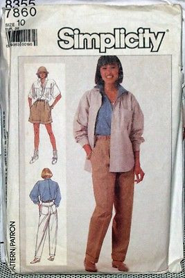 SIMPLICITY Pattern 7860 Shirt Pants &amp; Shorts Sz 10 - $0.79