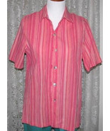 ROSE PINK PEACH Striped SHIRT Size Medium Drapers &amp; Damons - $16.45 CAD