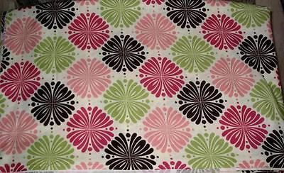 PINK LIME BROWN on ECRU Cotton Quilt Fabric Remnant 44&quot; wide units $7 pe... - $1.75