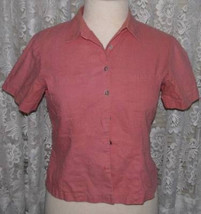 Salmon Peach Linen &amp; Rayon Blouse Size 12 Pine Cove - £7.98 GBP