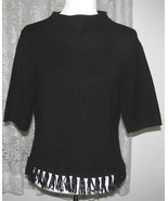 SOLID BLACK Acrylic Knit Sweater TOP Size L Fred David - $186.82 MXN