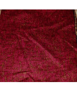 WINE RED on GOLD PLUSH DECOR Silk Blend Fabric Remnant 34.5&quot; x  57 1/2&quot; ... - £3.99 GBP