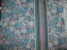 Teal Grey &amp; Rust Floral On Navy Blue Cotton Quilt Fabric 45&quot; Wide X 3+ Yds Long - £9.54 GBP