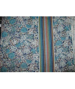 TEAL GREY &amp; RUST FLORAL on NAVY BLUE Cotton QUILT Fabric 45&quot; wide x 3+ y... - £9.43 GBP