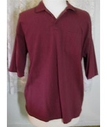 WINE with NAVY TRIM COLLAR Sueded Cotton GOLF SHIRT Size XXL EZ&#39;s - $186.86 MXN