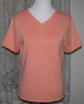 Solid Light Peach Lightweight Cotton Knit Sweater Top Size M Sag Harbor - £10.38 GBP