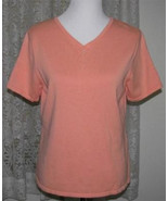 SOLID LIGHT PEACH Lightweight Cotton Knit Sweater TOP Size M Sag Harbor - $243.17 MXN