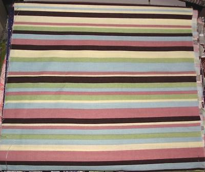 TEAL OLIVE DARK PLUM PINK &amp; WHITE STRIPES Cotton Quilt Fabric REMNANT 38... - $1.99