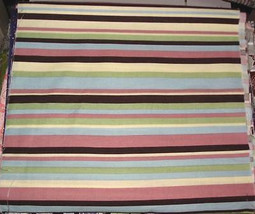 Teal Olive Dark Plum Pink &amp; White Stripes Cotton Quilt Fabric Remnant 38.5&quot; Wide - £1.59 GBP