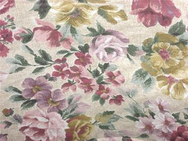 Yellow Rose Lilac On Ecru Floral Decor Fabric 46&quot; Wide Units $1 Per Yard - £0.79 GBP