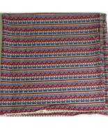 WINE BLUE ECRU DUSKY PINK STRIPE Quilting Cotton Fabric 24&quot; wide  - $5.99