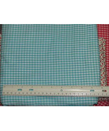 TURQUOISE &amp; WHITE Gingham Cotton Quilting Fabric 36&quot; wide units $7 per yard - £1.37 GBP