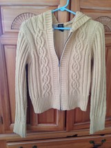 Golden tan Hooded Zipper Sweater Size Medium by Arizona Jean Company bea... - $36.99