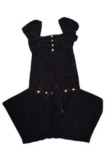 Juicy Couture Velour Jumpsuit Womens M Black Wide Leg Romper Puff Sleeve y2k - £44.68 GBP