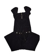 Juicy Couture Velour Jumpsuit Womens M Black Wide Leg Romper Puff Sleeve... - £44.77 GBP