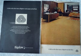 Bigelow Rugs &amp; Carpets 2 pg Magazine Advertising Print Ad Art 1969 - £4.71 GBP