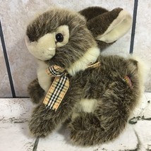 The Plush Factory Easter Bunny Rabbit Plush Brown Ribbon 8” - £11.67 GBP