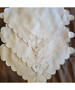 Vintage Cut Work Embroidery Doily Table Runner 9.5x9.5&quot; SET OF 3 Scallop... - £15.57 GBP