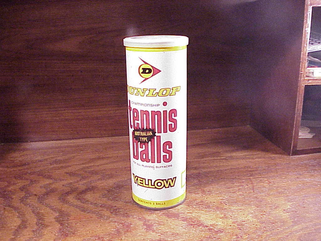 Vintage Dunlop Australian Type 3 Yellow Tennis Balls Tin Can sealed, plastic lid - $14.95