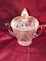 Crystal Iris And Herringbone Sugar Bowl With Lid Depression Glass - £19.95 GBP