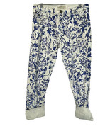 DVF Current Elliott Jeans Blue Floral Print White Denim Size 25 - £23.29 GBP