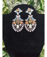 Vintage Women&#39;s Multicolor Gemstones Drop Statement Stylish Earrings Set - $41.16 CAD