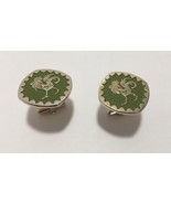 Emerald Green &amp; Gold Colored Rooster Cufflinks Estate Sale Find Vintage ... - $84.44 CAD