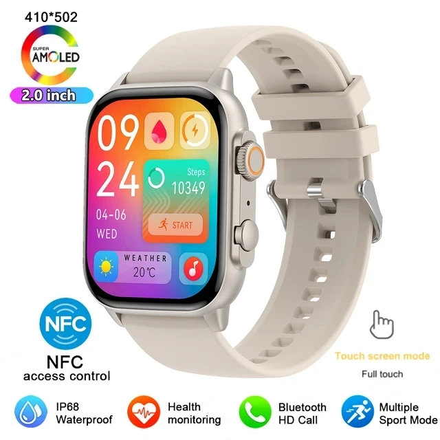 NFC Bluetooth Call Smartwatch Women AMOLED HD Screen Always display the ... - $74.05