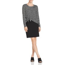 Robert Michaels Women&#39;s L Black Layered Side Tie Striped Solid Casual Dress (S) - £38.53 GBP