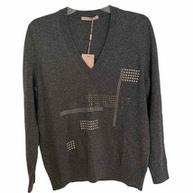 Christopher Kane Grey Wool Cashmere Hotfix V Neck Jumper Sweater Small - £390.82 GBP