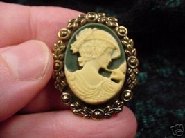 (CS4-8) SAUCY HAT woman green CAMEO Jewelry brooch pendant Necklace - £23.23 GBP