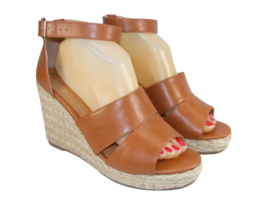 Time And True Women&#39;s 9 M Brown Espadrille Ankle Strap 4&quot; Wedge Heels Shoes - $22.95