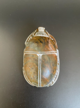 Vintage Ancient Egyptian Amulet Carved Serpentine Scarab Beetle w/ Hiero... - $45.00
