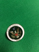 United States Army Lapel Pin Disc Round Eagle Green Gold Enamel Pinback Vintage - £7.95 GBP
