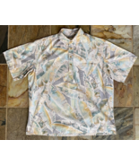 Kahala Hawaiian Pullover Shirt XL-1/2 Button-Palm Leaf-Pastel-USA-Revers... - $103.85 CAD