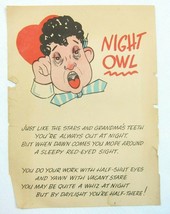 Vintage Vinegar Valentine Night Owl Penny Dreadful Sarcasm Insult Poem Ephemera - £7.03 GBP