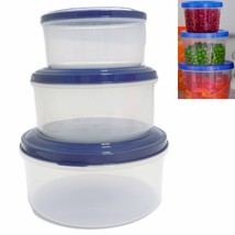 3 Pc Round Food Storage Containers Assorted Sizes Microwaveable Plastic ... - £13.62 GBP