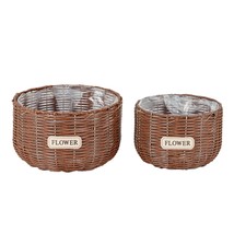 THY COLLECTIBLES Set of 2 Woven Wicker Planter Baskets with Plastic Lining, 2 Mu - $21.99