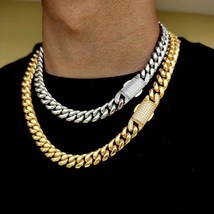 12mm Hip Hop Stainless Steel Jewelry Homme Cadena Luxury Miami Cuban Link Chain - £19.29 GBP+