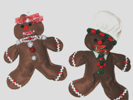 Vintage 18&quot; Mr &amp; Mrs Gingerbread Plush Dolls  Handmade - £13.31 GBP