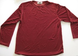 Women’s Red Velvet Long Sleeve Round Neck Basic Top Size S by Real Comfort - $8.90