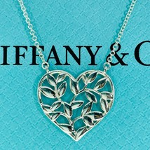 Tiffany & Co. Elsa Peretti Orive Leaf Heart Sterling Pendant Necklace Silver 925 - $154.22
