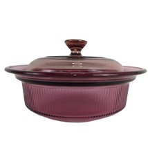 Corning Vision Cranberry Glass 24oz Casserole Dish with Lid V-30-B USA R... - £15.70 GBP