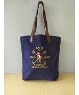 Polo Ralph Lauren Crest Leather-Trim Corduroy Tote Free Shipping FTP/3121 - $2,591.56 MXN