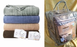 New Biddeford Micro Plush Bed Electric Heated Blanket 1 Control-Full Taupe Nip - $69.97