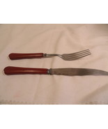 Red Bakelite Handled Knife And Fork Vintage - $19.99